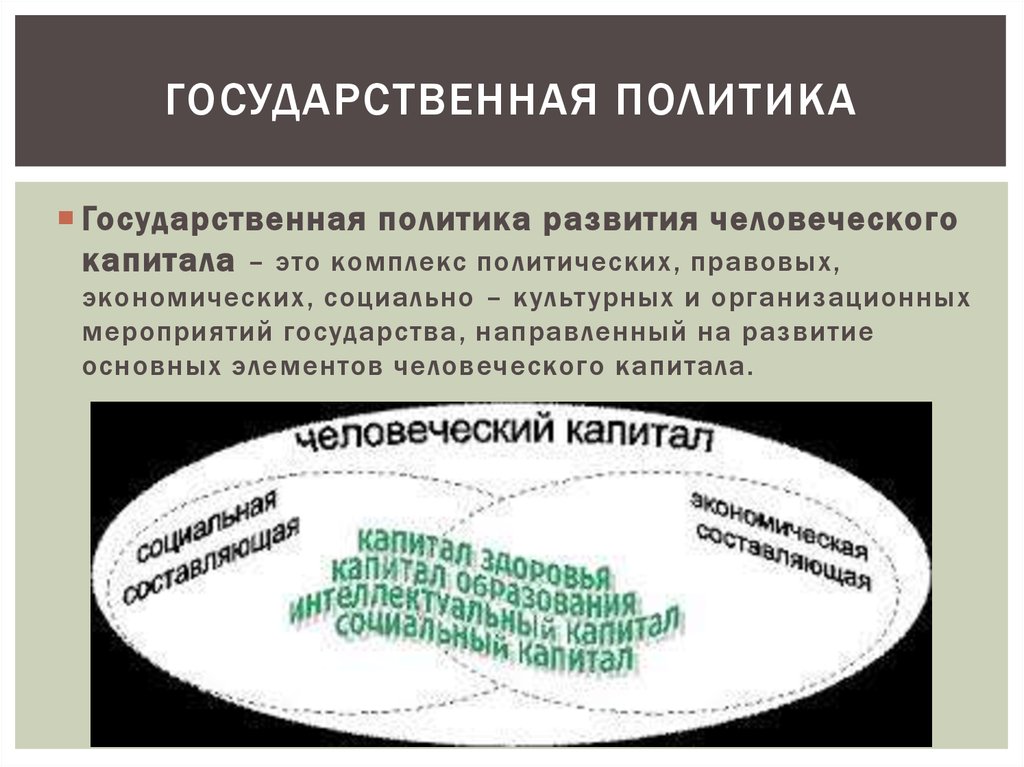 Использования человеческого. Государственная политика и управление. Государственная политика составляющие. Главное направление в развитии человеческого капитала. Составляющие гос политики.