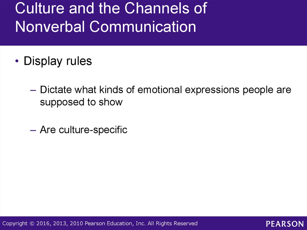 Culture and the Channels of Nonverbal Communication