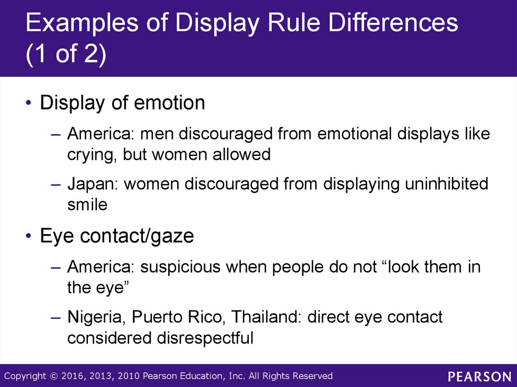 Examples of Display Rule Differences (1 of 2)