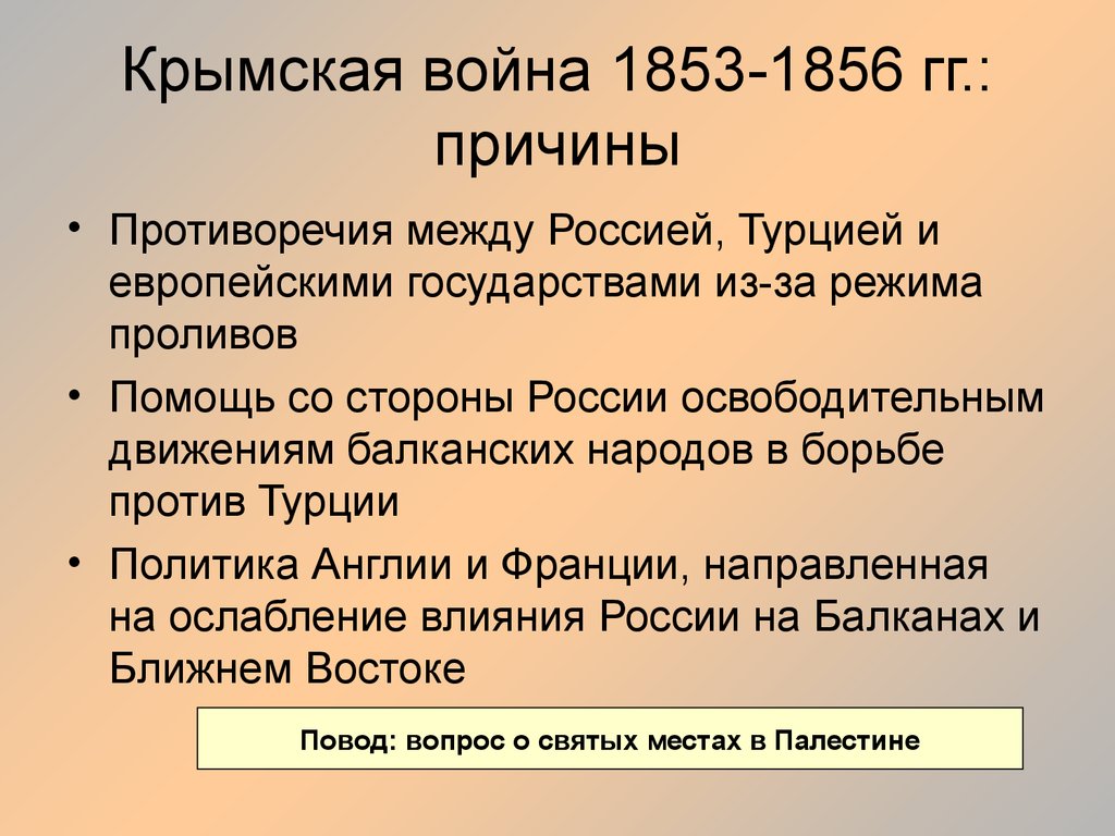 Крымская война 1853-1856 гг.: причины