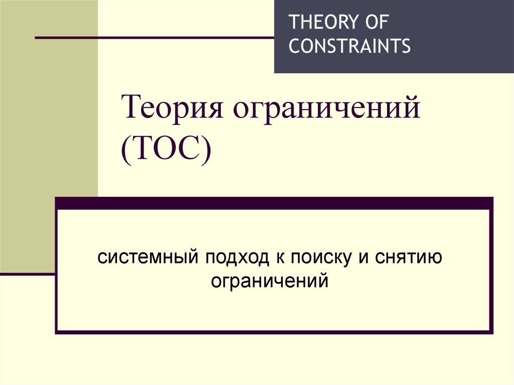 Теория ограничения систем презентация