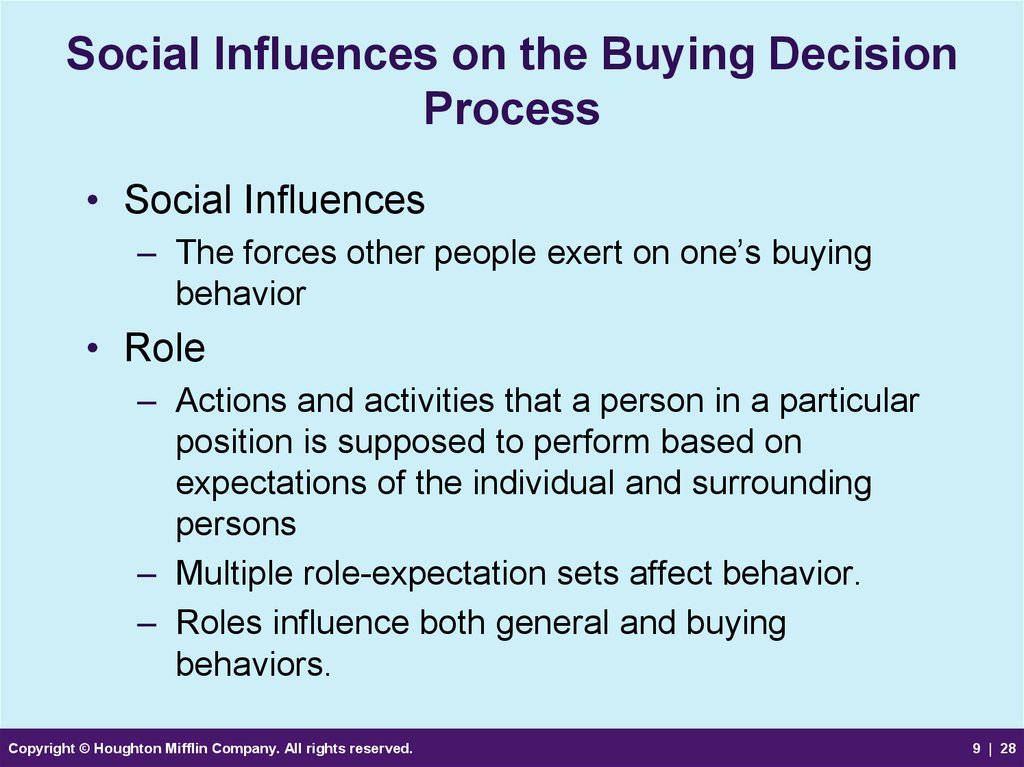 Social Influences on the Buying Decision Process