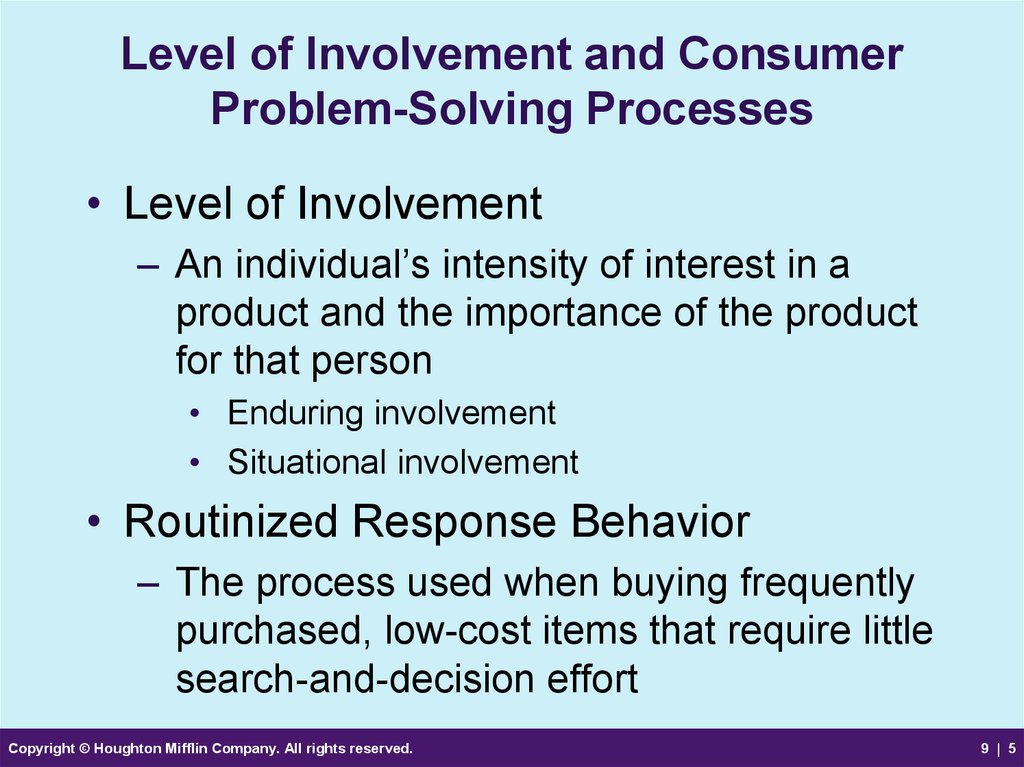 Level of Involvement and Consumer Problem-Solving Processes