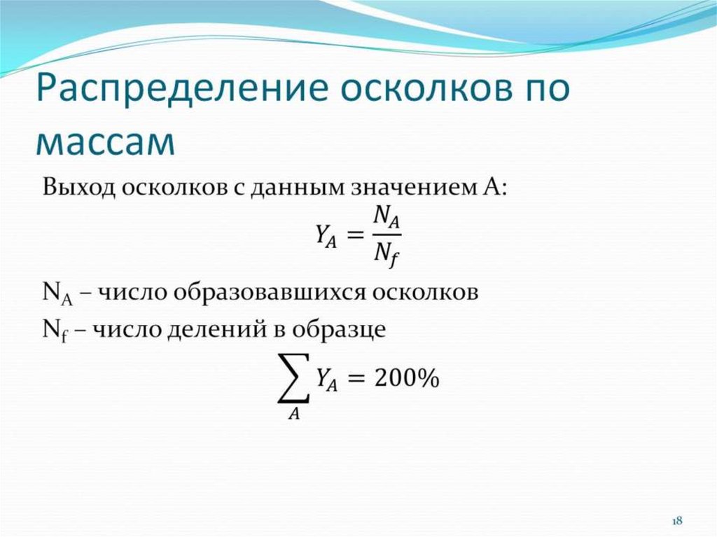 Распределение осколков по массам