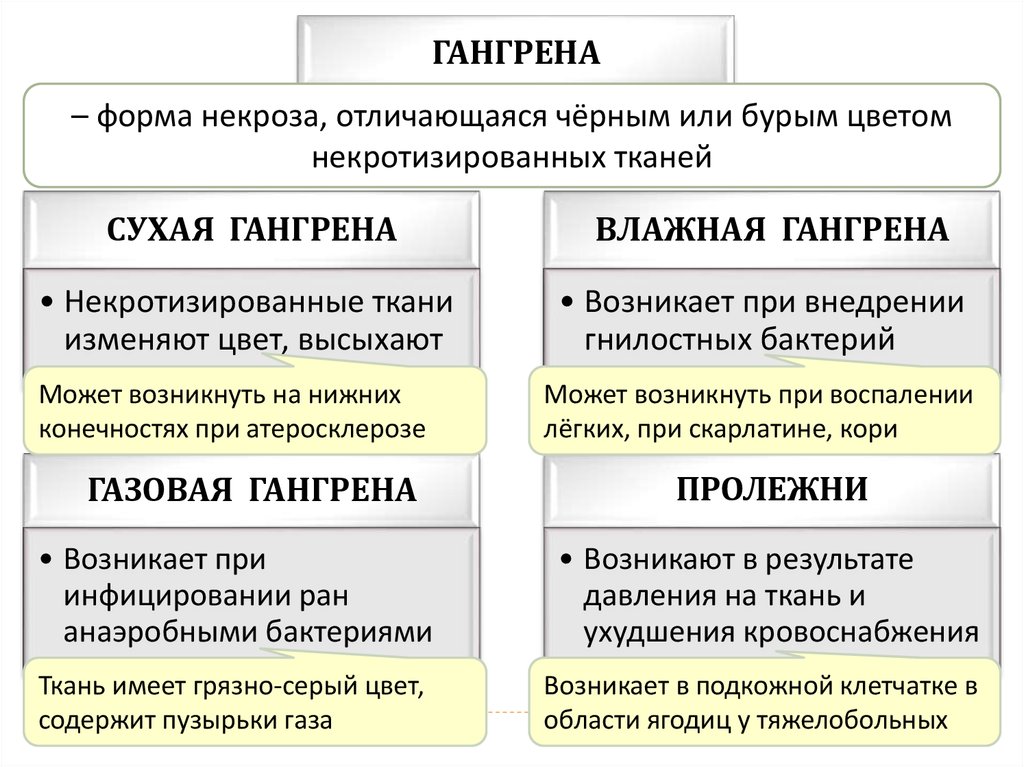 Исходы некроза схема