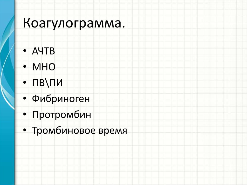 Коагулограмма.