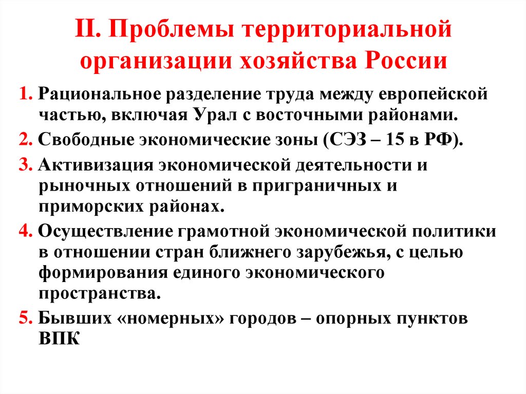 Организация хозяйства. Территориальная организация хозяйства. Территориальные проблемы. Проблемы территориальной организации РФ. Территориальная организация хозяйства России.