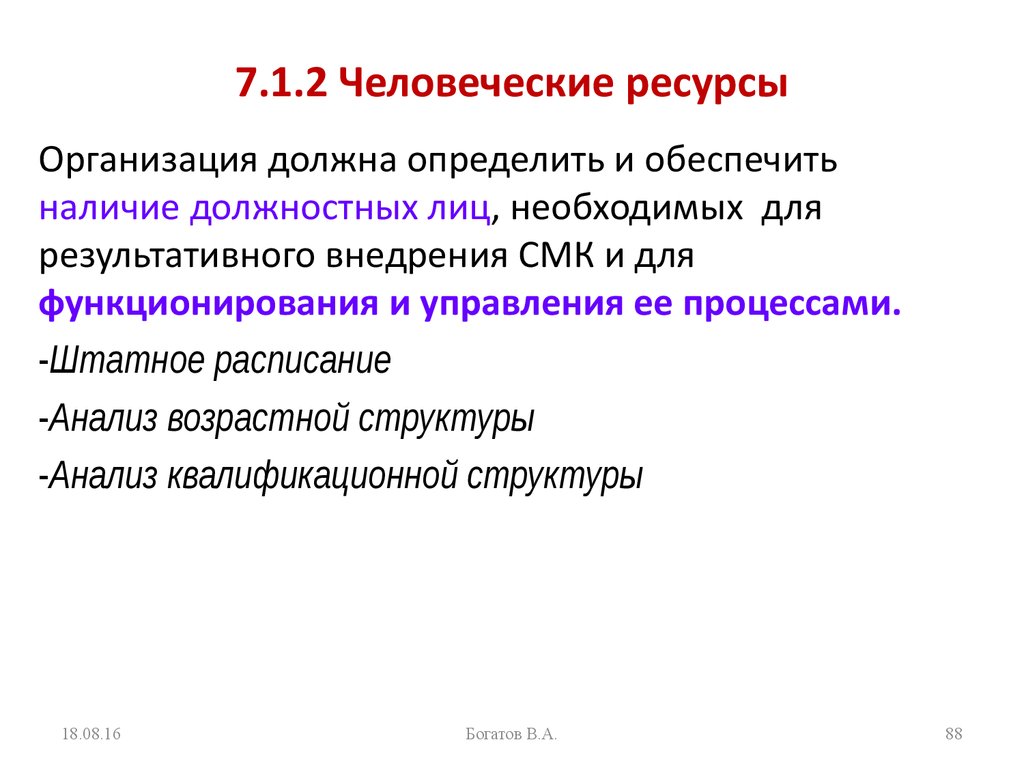 7.1.2 Человеческие ресурсы