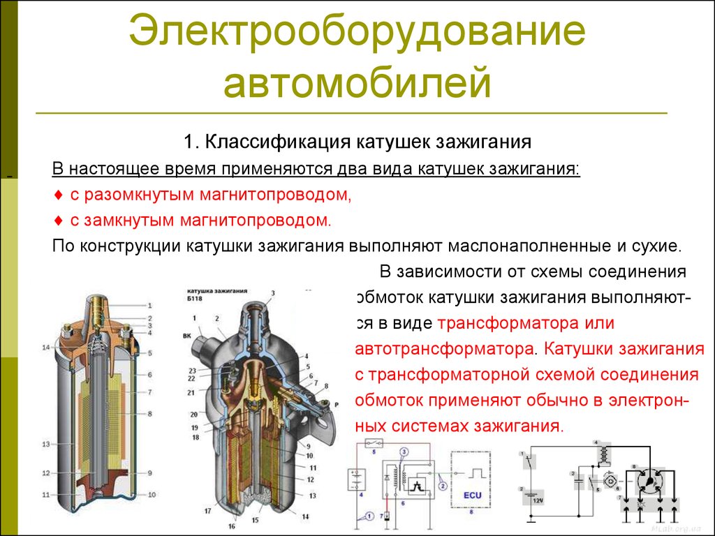 Схема устройства катушки зажигания