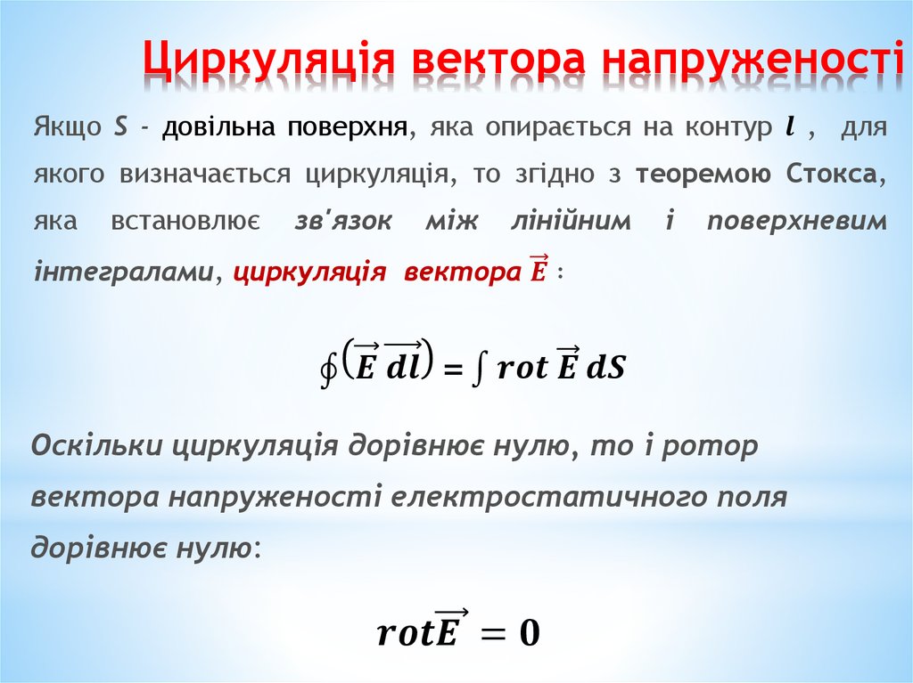 Циркуляція вектора напруженості