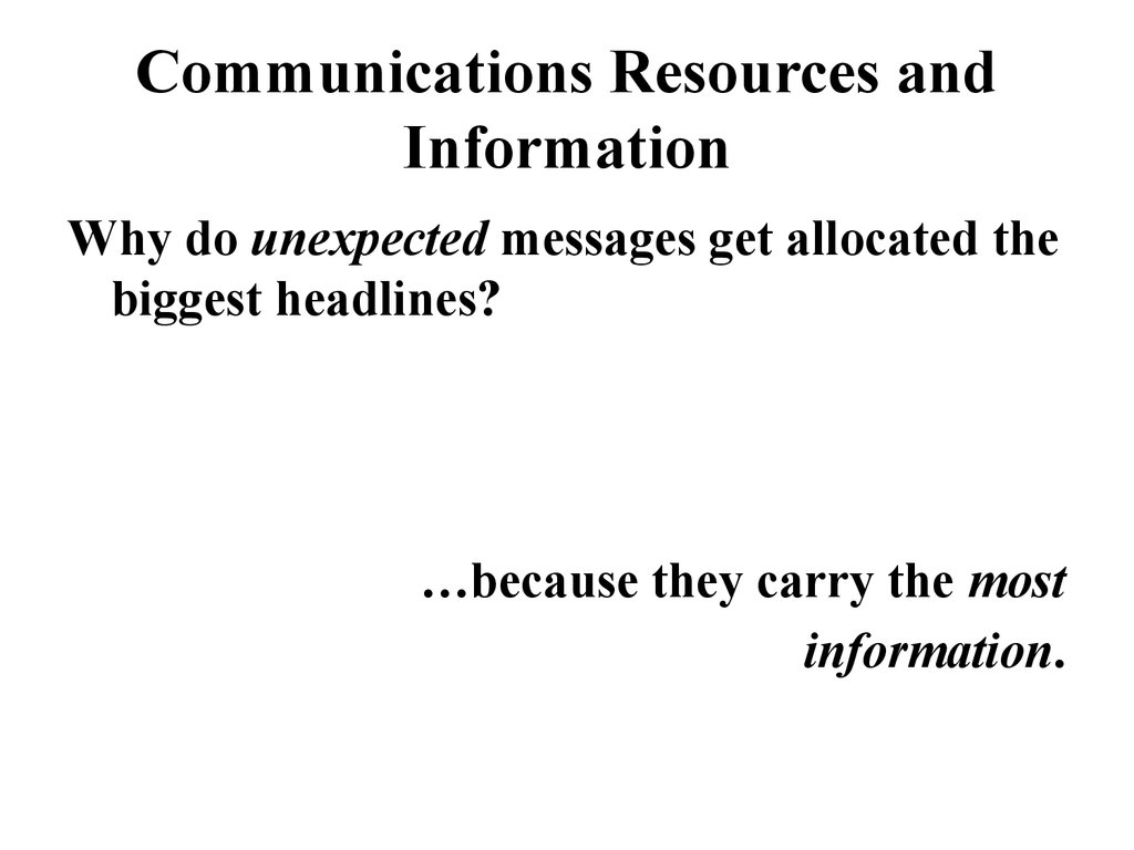 Communications Resources and Information