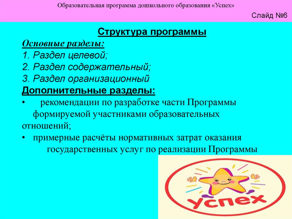 Программы дошкольного обучения. Образовательная программа успех. Успех программа дошкольного образования. Программа успех в ДОУ. Структура программы успех.