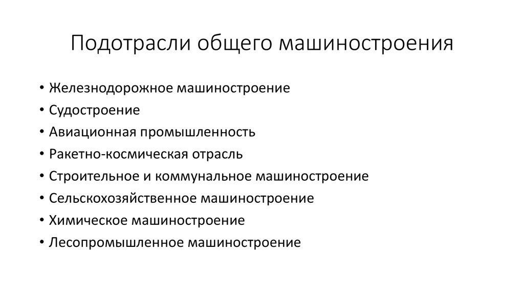 Подотрасли промышленности