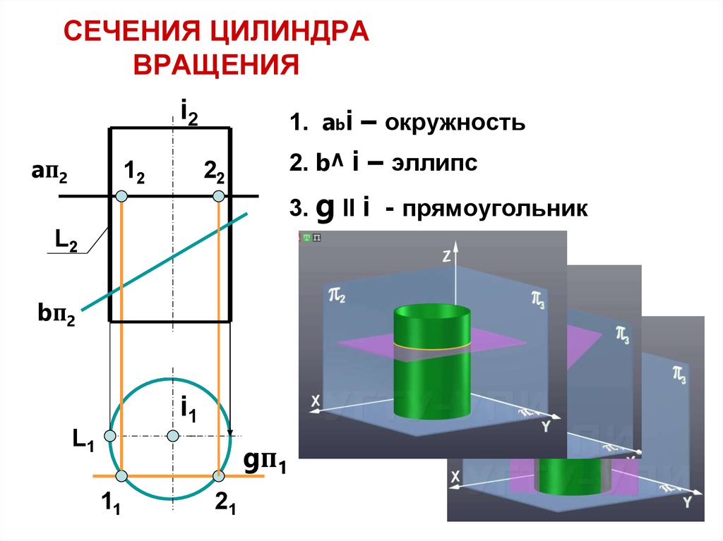 Укажите чертеж на котором сечение цилиндра эллипс