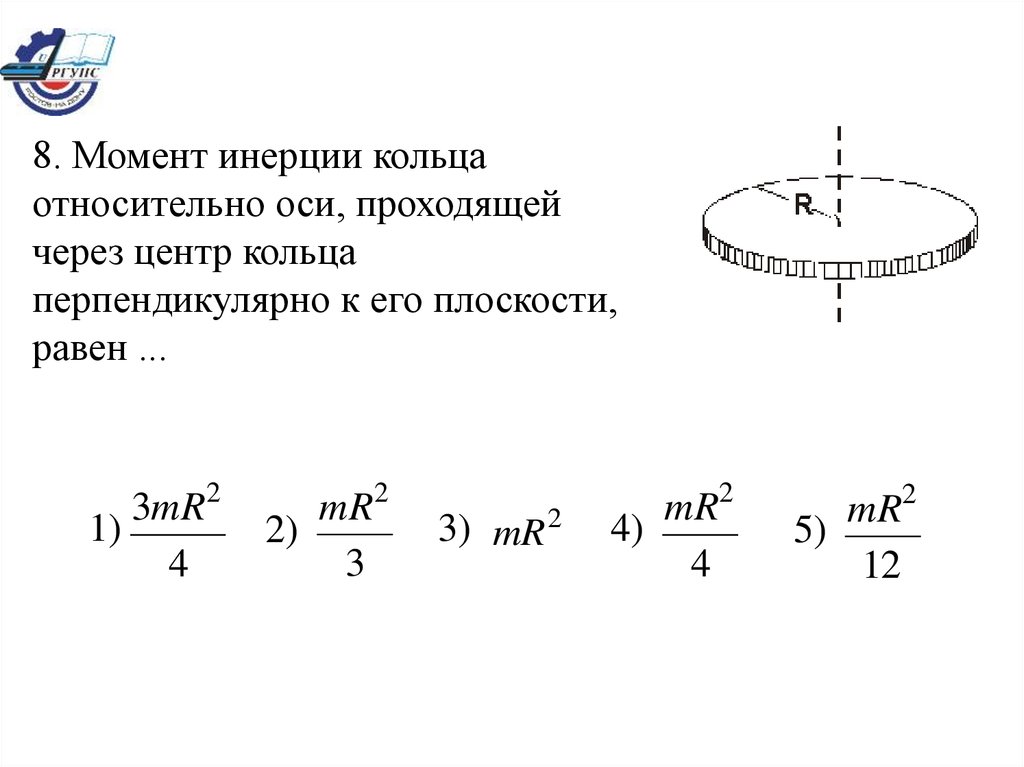 Момент инерции кольца