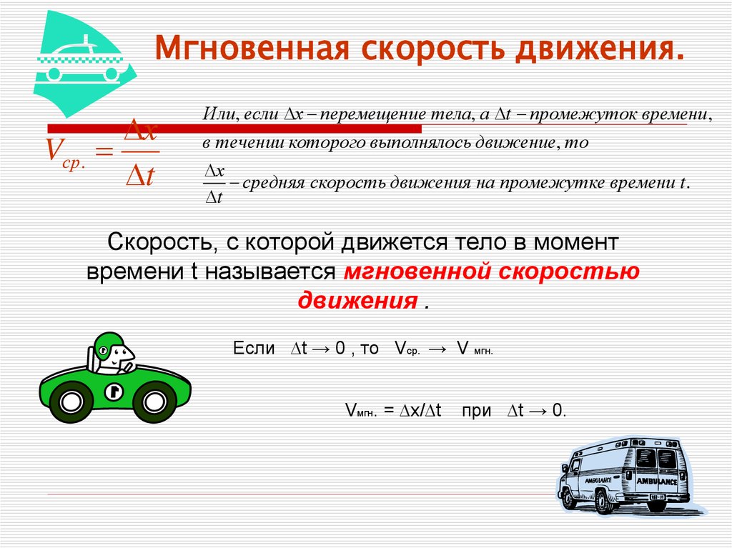 Мгновенная скорость производная