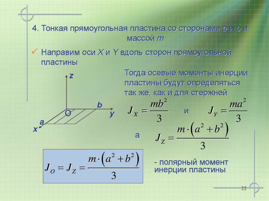 Относительно оси m. Момент инерции однородной пластины. Момент инерции плоской пластины. Момент инерции квадратной пластины. Момент инерции пластины относительно оси.