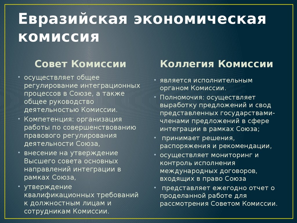 Евразийская экономическая комиссия презентация