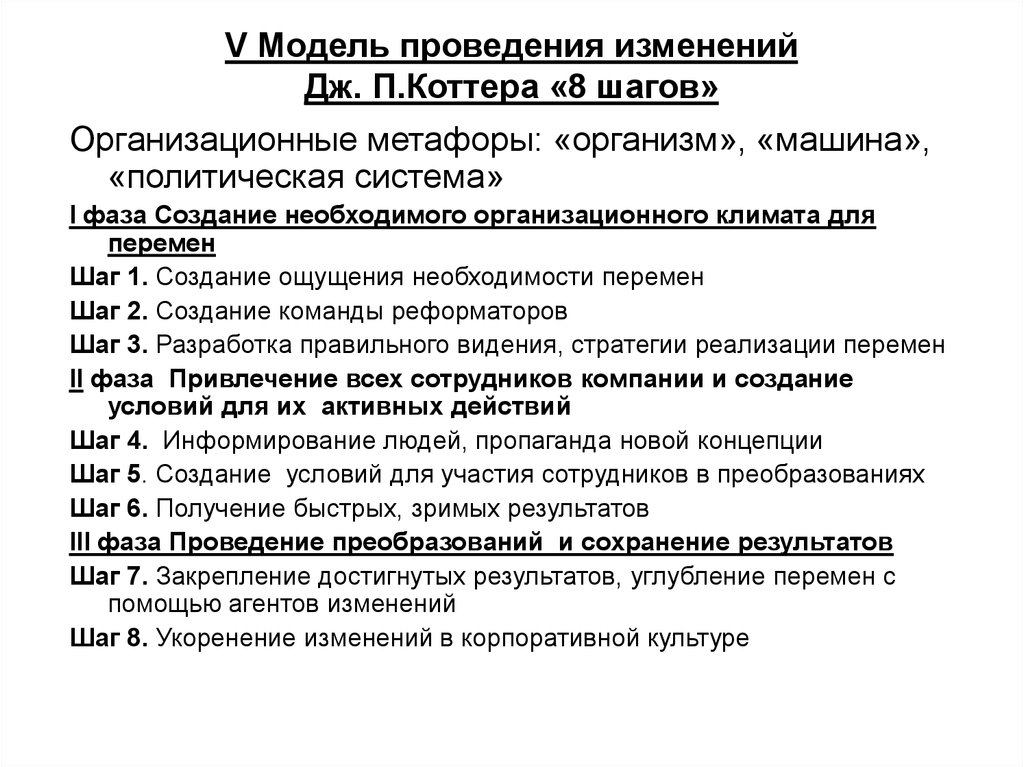 Изменения д д. Модель Дж Коттера. Модель Коттера 8 шагов. Модель управления изменениями Дж Коттера. Дж Коттера 8 шагов управления изменениями.