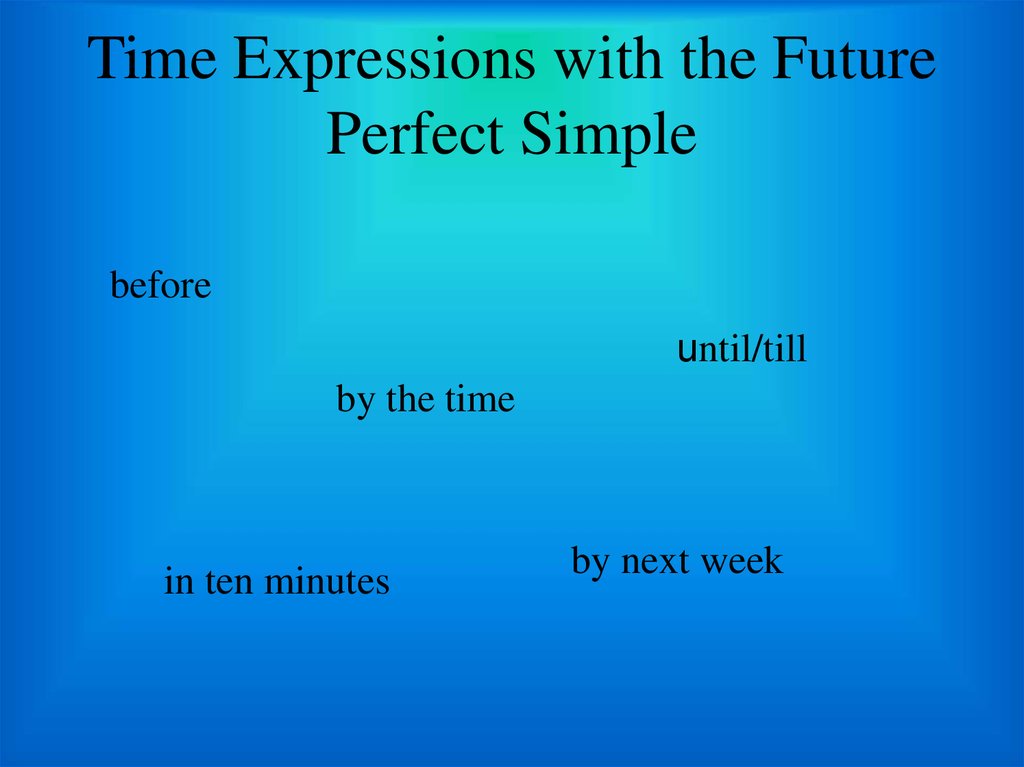 Time Expressions with the Future Perfect Simple