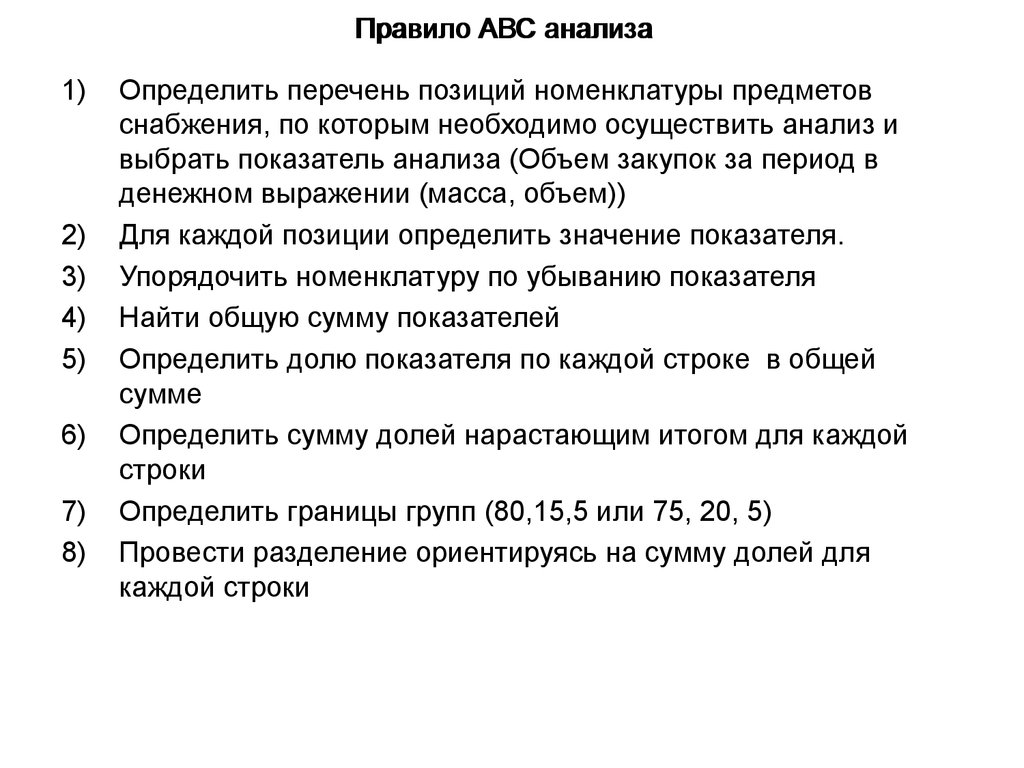 Авс анализ запасов. Модель ABC управления запасами. Порядок проведения АВС анализа. Метод ABC анализа. АВС анализ в управлении запасами.