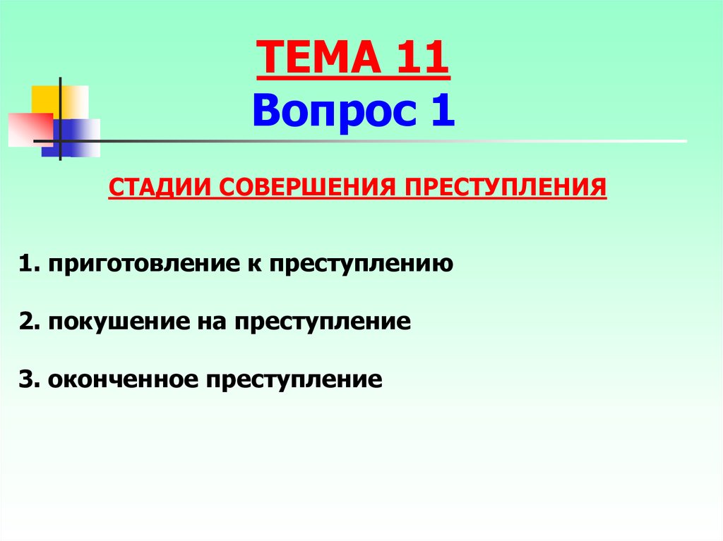 Оконченное и неоконченное преступление презентация