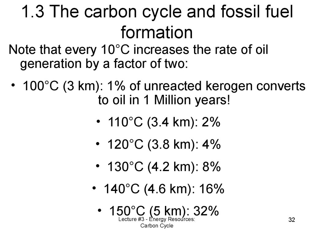 1.3 The carbon cycle and fossil fuel formation