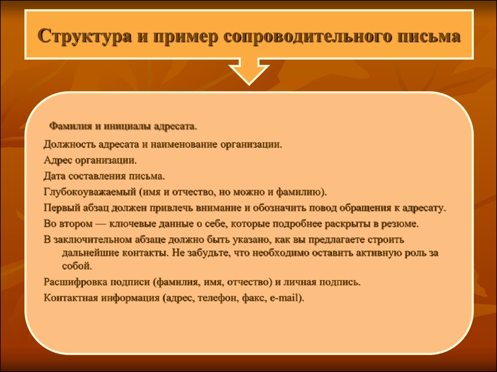 Образец сопроводительного письма для резюме образец