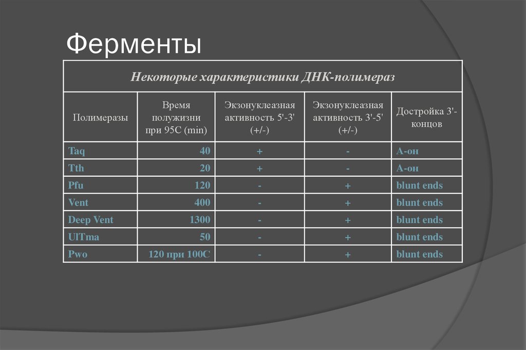 Активности днк полимераз. Свойства ДНК полимеразы. ДНК полимеразе для проявления каталитической активности требуются. ПЦР ДНК полимеразы экзонуклеазная активность. Характеристика ДНК полимераз.