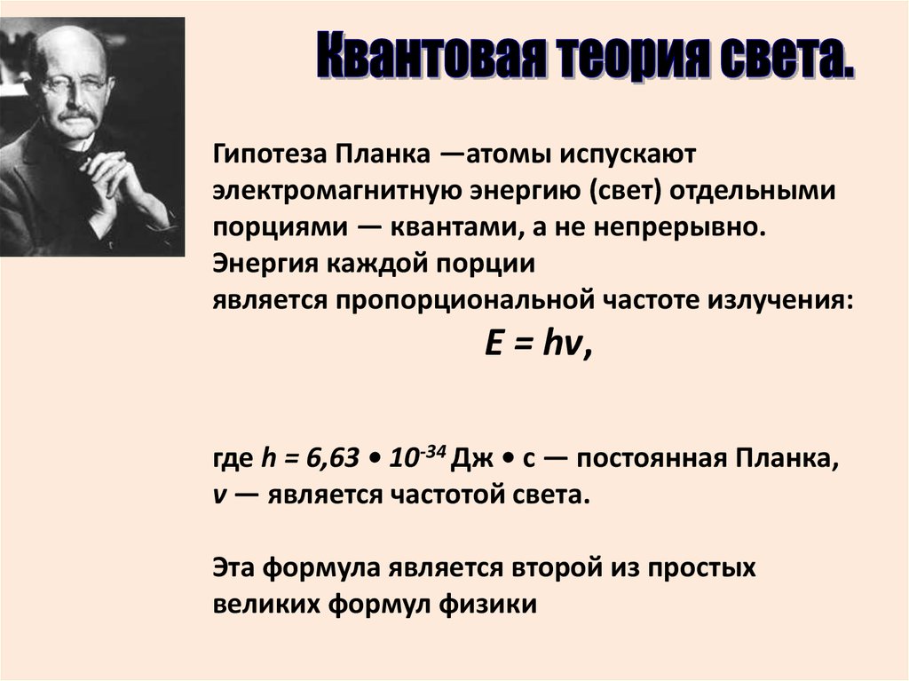 Квантовая гипотеза планка фотоны фотоэффект презентация