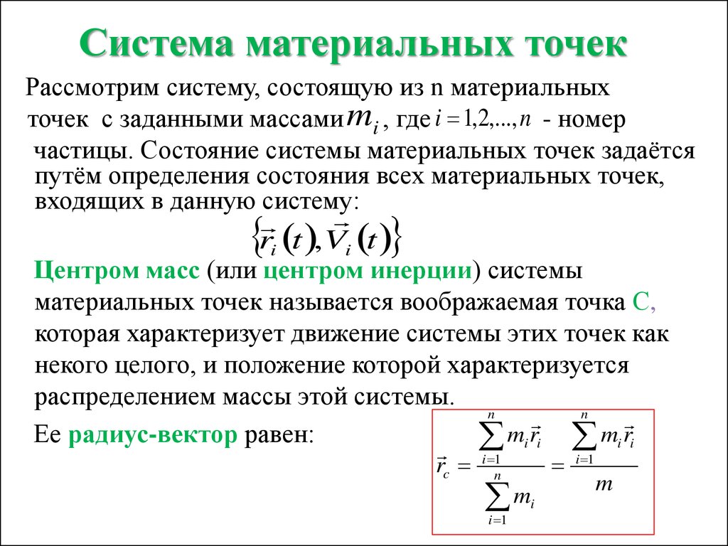 Материальная точка физическая точка