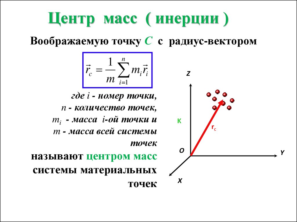 Момент центра масс. Радиус-вектор центра инерции. Центр масс системы материальных точек формула. Центр масс и центр инерции. Радиус вектор центра масс системы материальных точек.