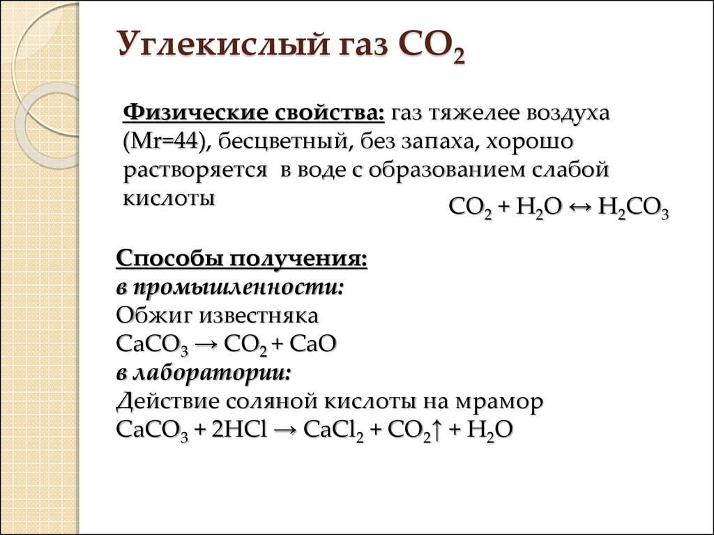 Co2 углекислый газ получение