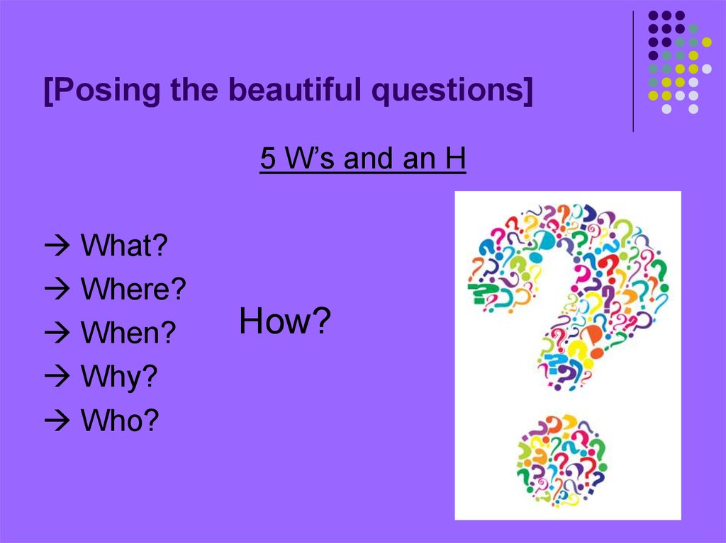 [Posing the beautiful questions]