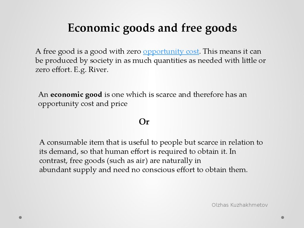 what is the difference between free goods and economic goods