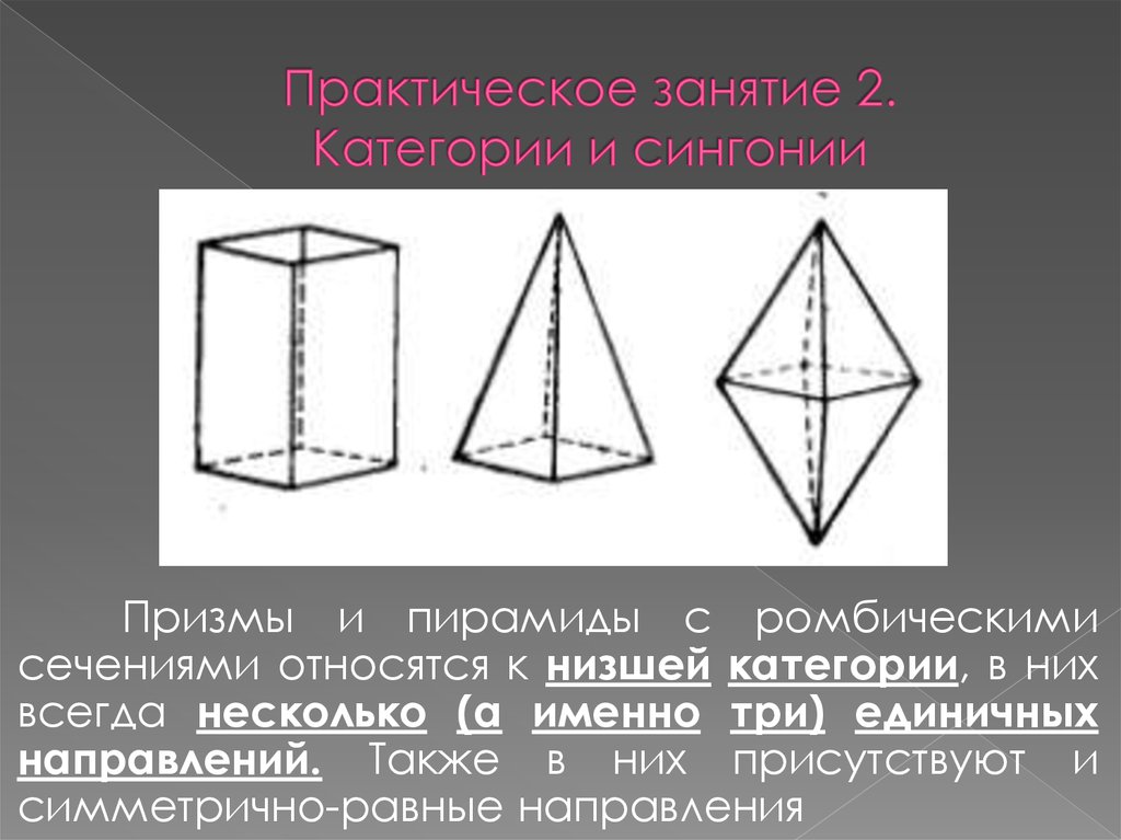 Сечения призмы пирамиды. Сингония гексагональная Призма. Пирамидальная сингония. Ромбическая дипирамида. Тетрагональная Призма элементы симметрии.