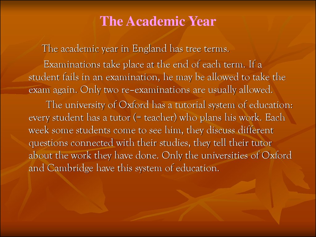 The Academic Year
