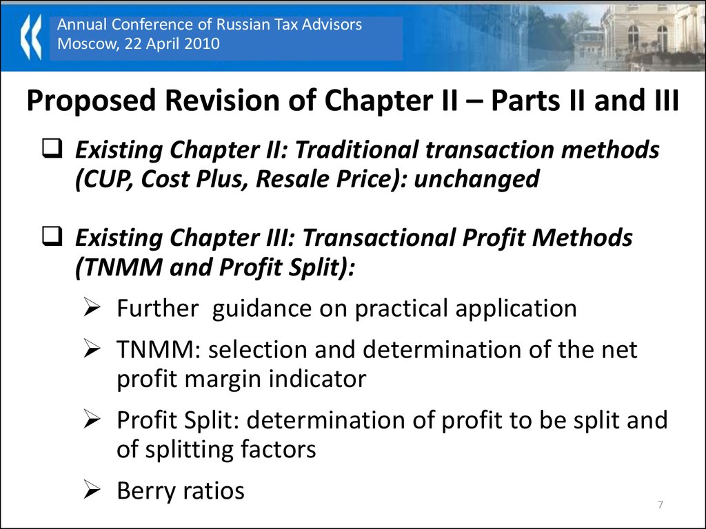 Proposed Revision of Chapter II – Parts II and III