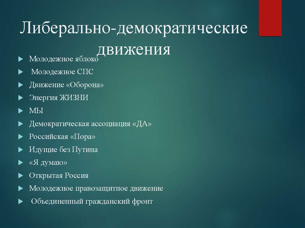 Демократические организации россии. Молодежные движения и организации. Молодёжные экстремистские организации России. Молодежные организации список. Либерально демократическое движение.