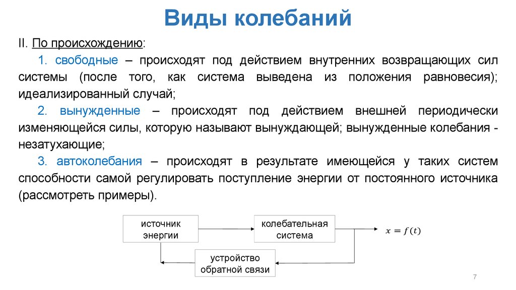 Какие есть колебания