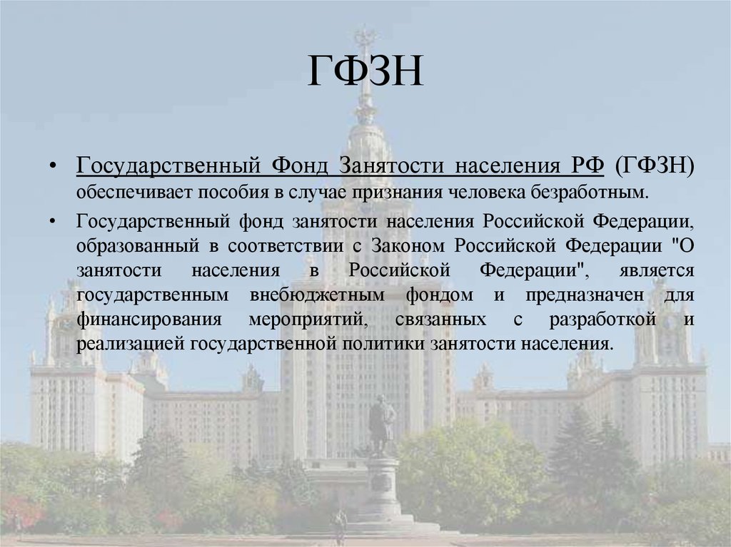 Фонд занят. Государственный фонд занятости. Фонд занятости населения РФ. Госфонд занятости населения. Цели государственного фонда занятости.