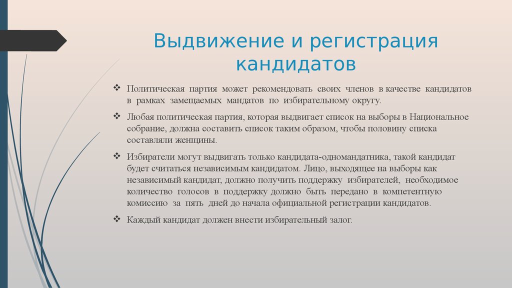 Порядок выдвижения и регистрации кандидатов списков кандидатов