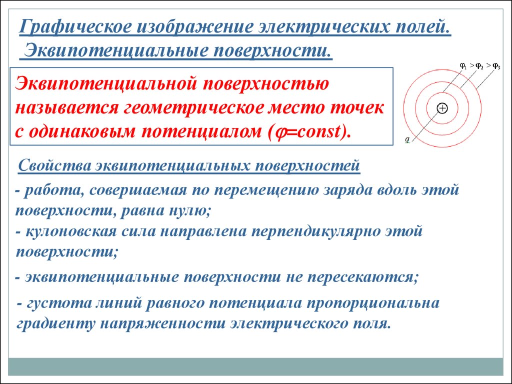 Одинаковый потенциал. Свойства эквипотенциальных поверхностей. Характеристики электростатического эквипотенциальные поверхности. Назовите основные признаки эквипотенциальных поверхностей.. Работа по перемещению заряда в эквипотенциальных поверхностей.