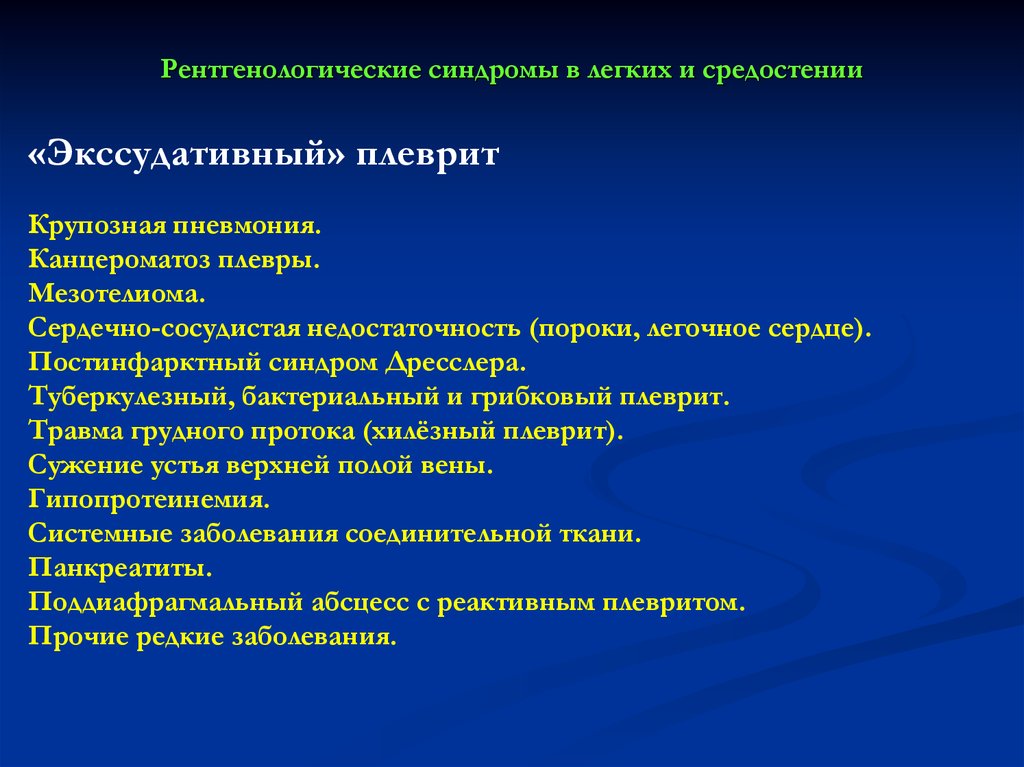 Экссудативный плеврит карта вызова скорой медицинской