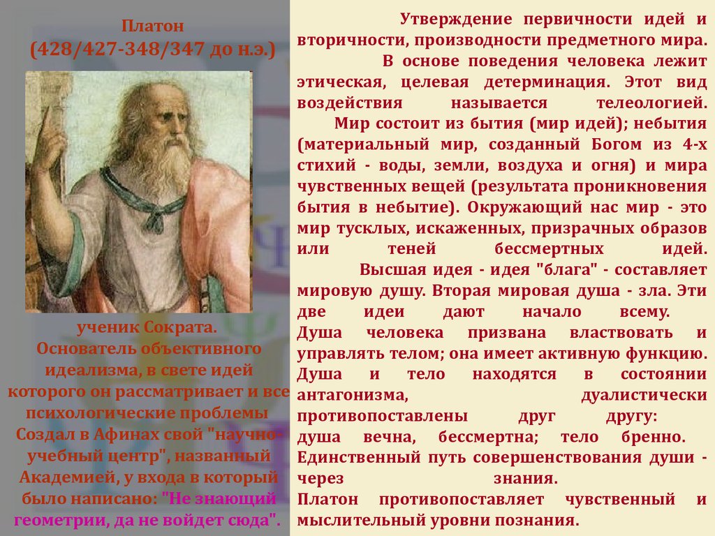 Мир идей Платона. Идея по Платону. Что лежит в основе поведения человека.