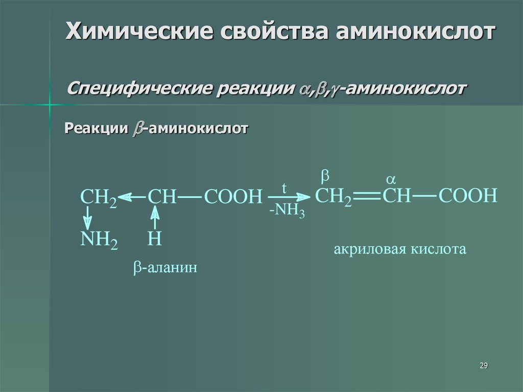 Химические свойства аминокислот Специфические реакции ,,-аминокислот