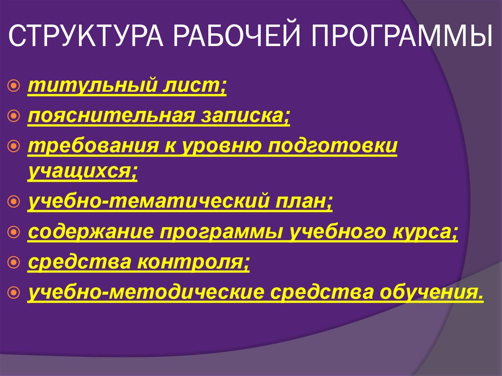 Составляющие рабочей программы. Структура рабочей программы. Структурарабоче программы. Структура рабочей программы по ФГОС. Структура учебной программы рабочей программы.