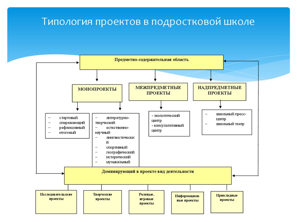 Какие существуют типы проектов по предметно содержательной области