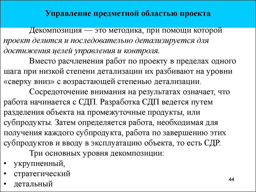 Тест завершающая стадия планирования предметной области проекта