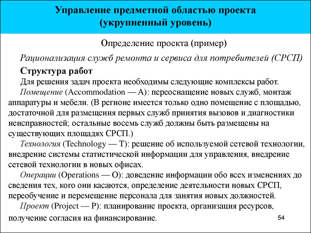 В зависимости от структуры состава проекта и предметной области выделяют